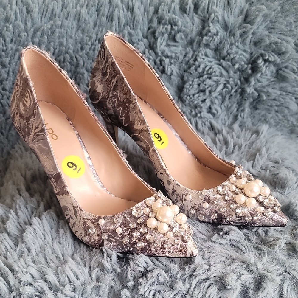 Aldo Gray Embellished Heels